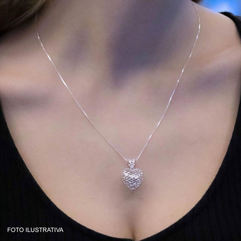 Pingente de Prata Loving Filigrana Dupla Face 15x17 Prata 2