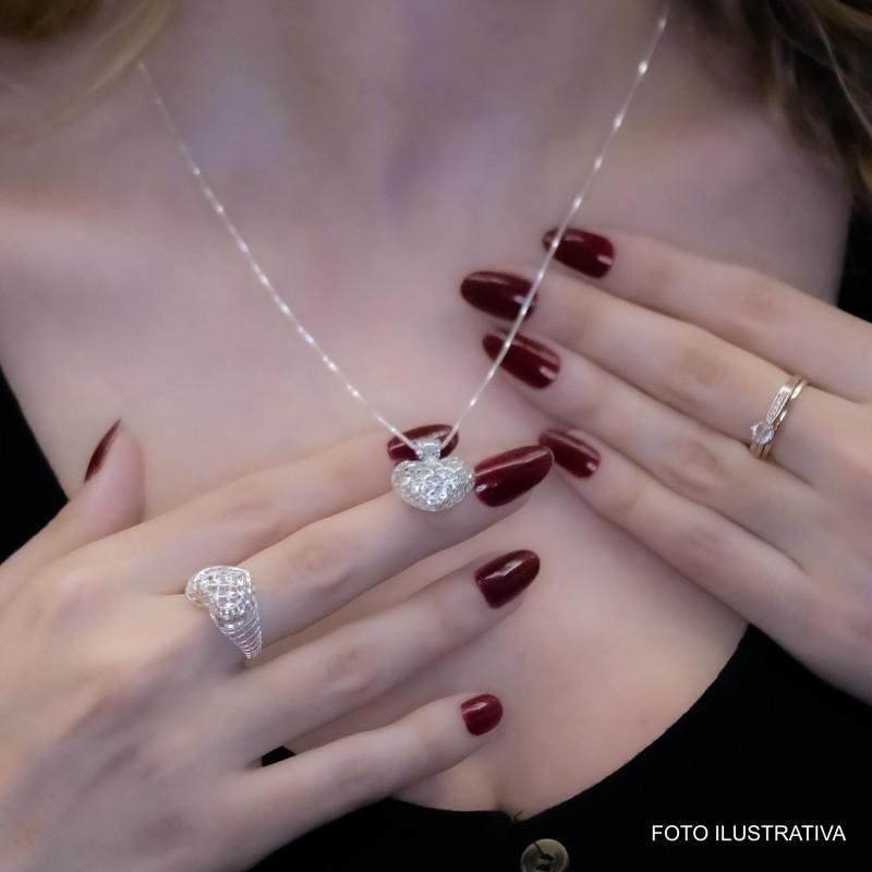 Pingente de Prata Loving Filigrana Dupla Face 15x17 Prata 3