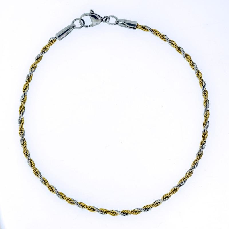 Tornozeleira de Aço Corda Bicolor Prateada e Dourada IPG 23 Dourado 2
