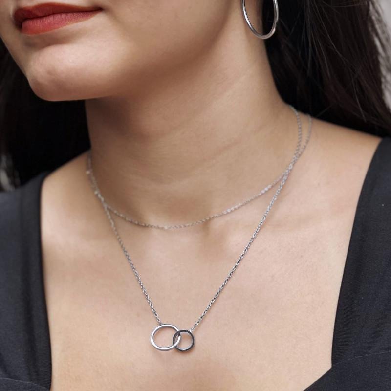 Colar de Aço Esferas 45cm com extensor de 5cm Prata 3