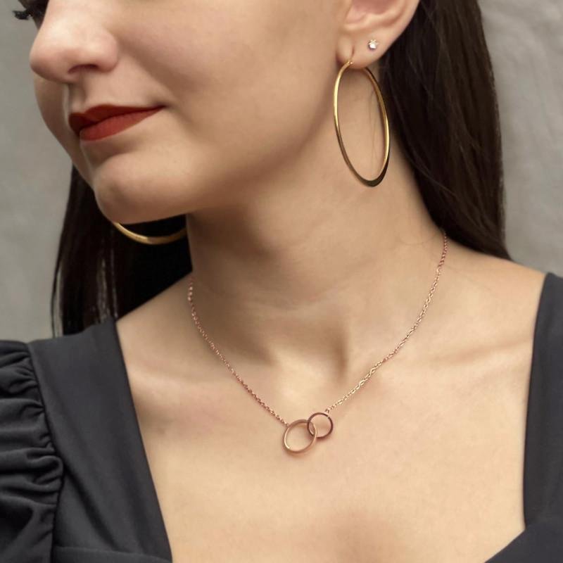 Colar de Aço Esferas Rosé 45cm com extensor de 5cm Rose 3