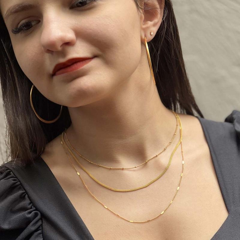 Colar de Aço Veneza Groumet 1.0mm IPG 45cm Dourado 2