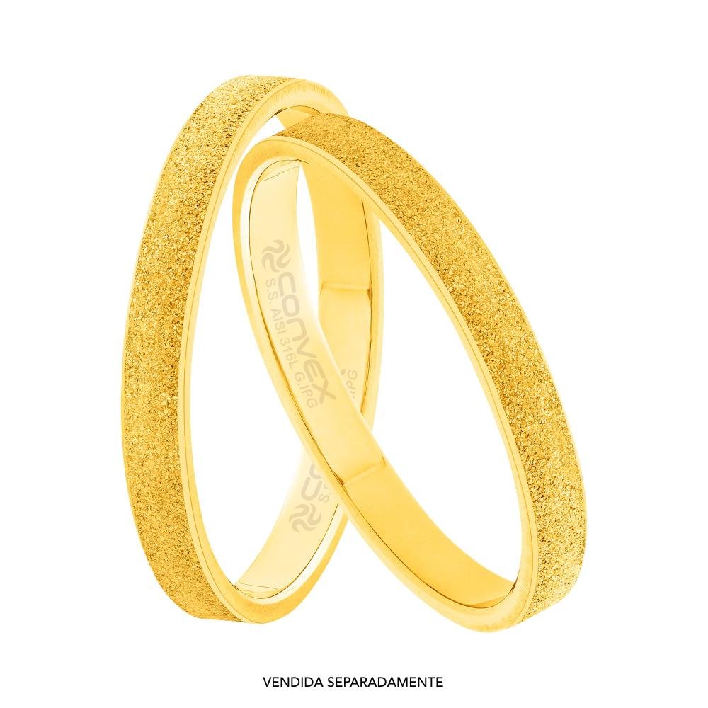 Aliança de Aço Bright Gold IPG GTR 2.95mm Dourado 2