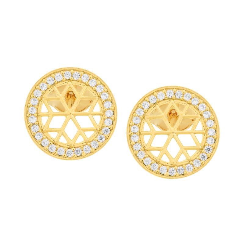 Brinco de Prata Mandala Revestido com Ouro 18k Dourado 3