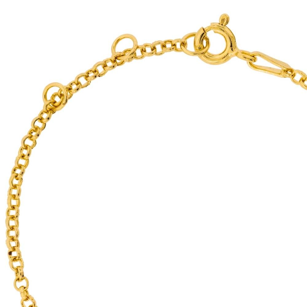 Pulseira de Prata Infantil Coração Duplo Revestido com Ouro 18k Dourado 3