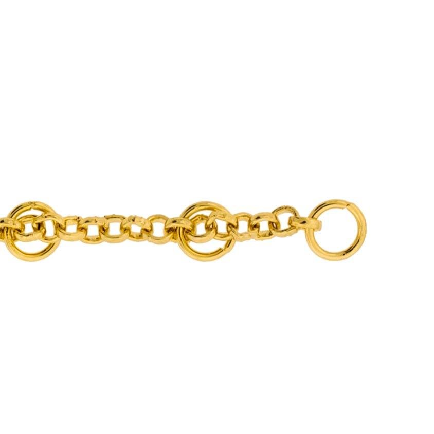 Pulseira de Prata Infantil Coração Duplo Revestido com Ouro 18k Dourado 6