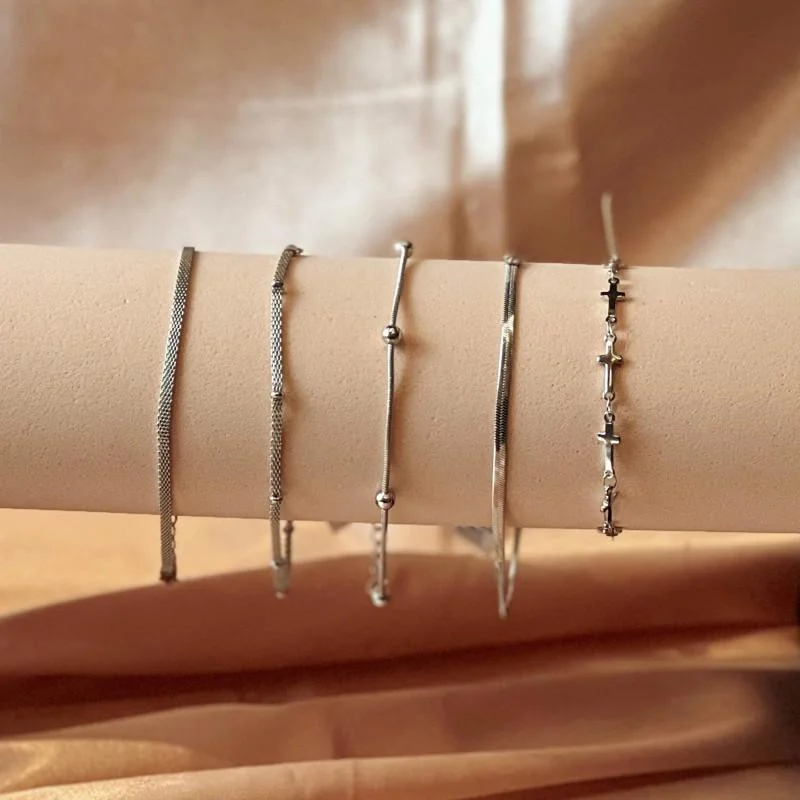 Pulseira de Aço Corea Bolinha 2mm 16cm Prata 4