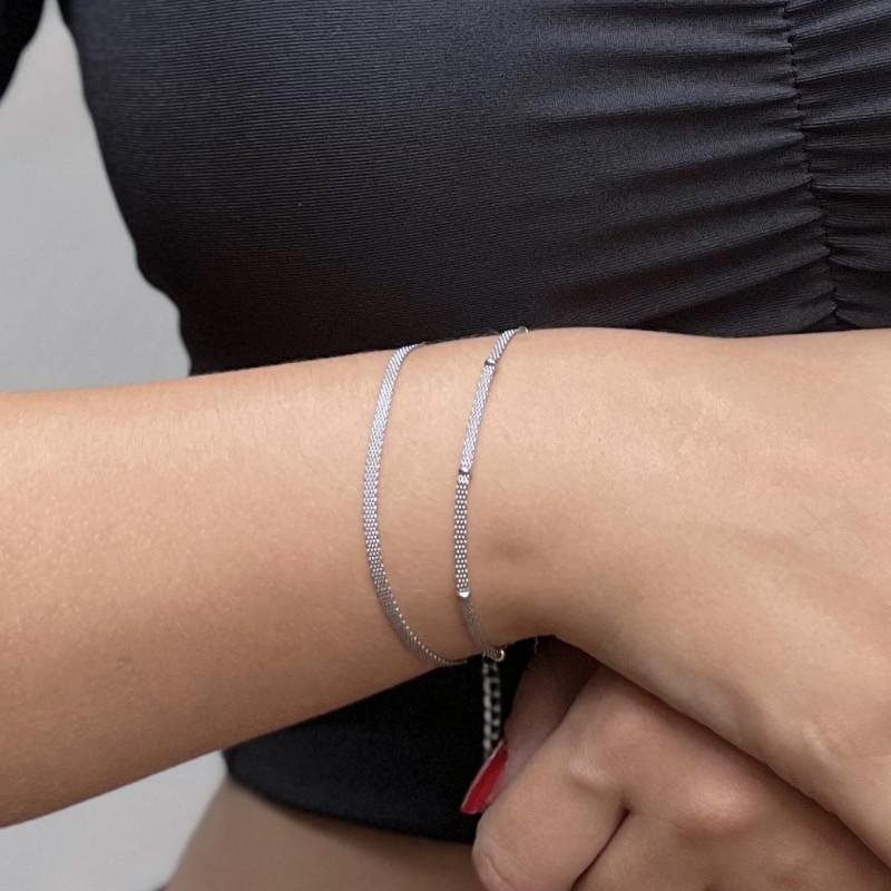 Pulseira de Aço Corea Bolinha 2mm 16cm Prata 5