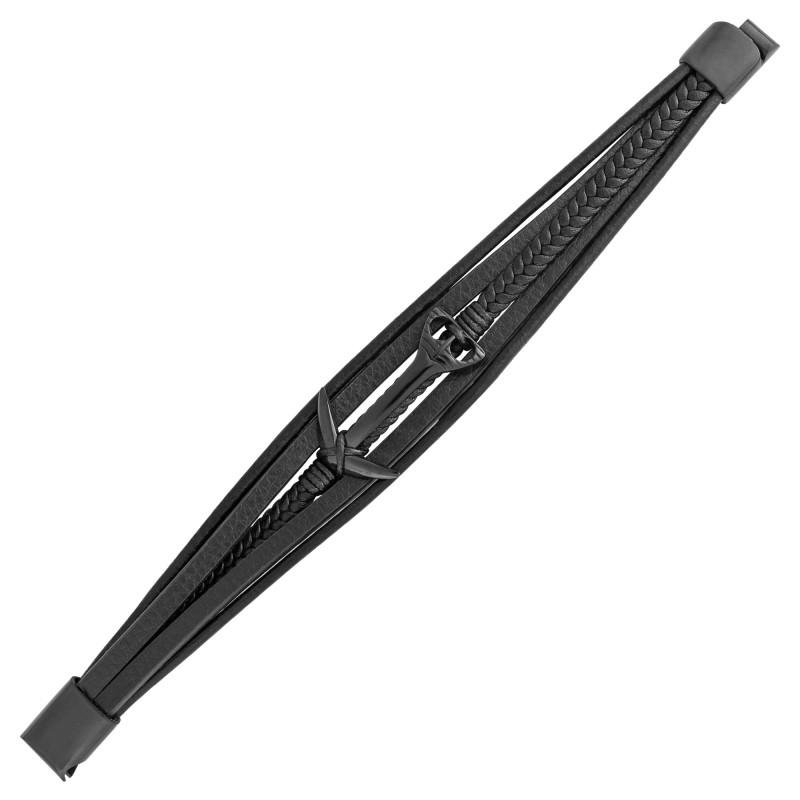Pulseira de Aço Anchor Couro IPB 25mm 21cm Preto 4