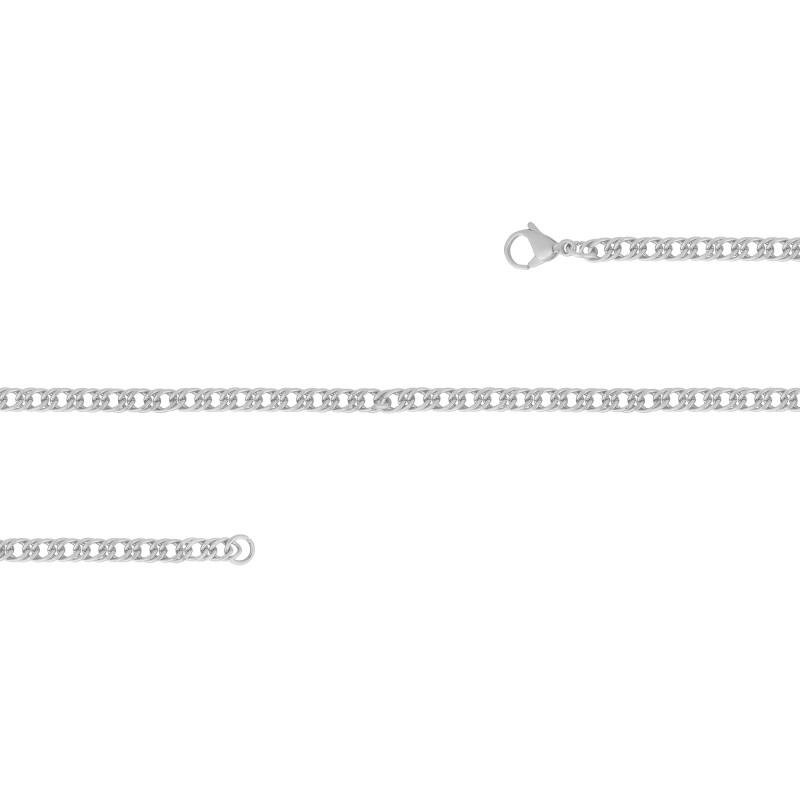 Pulseira de Aço Elos Duplos Fio Fino 19cm Prata 2