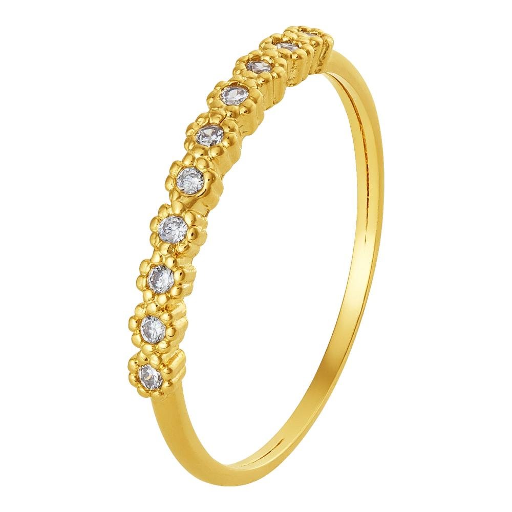 Anel de Prata Daisy Revestido com ouro 18k com Zircônias Dourado 1