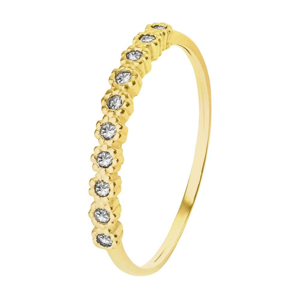 Anel de Prata Daisy Revestido com ouro 18k com Zircônias Dourado 2