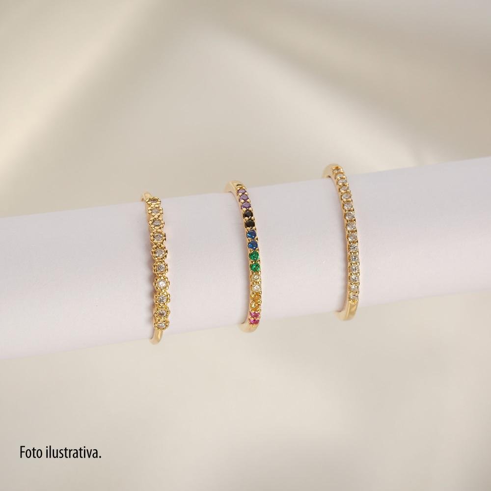 Anel de Prata Daisy Revestido com ouro 18k com Zircônias Dourado 3