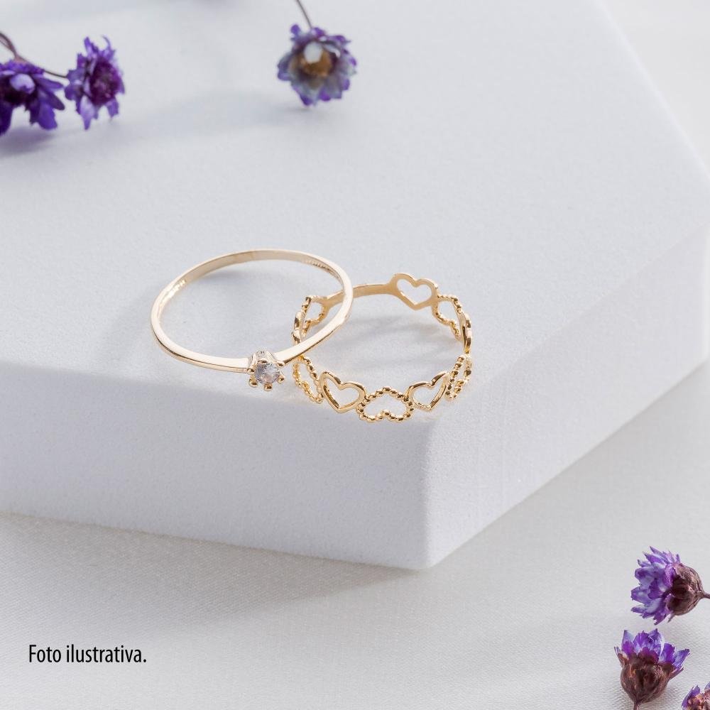 Anel de Prata Double Love Revestido com Ouro 18k Dourado 3