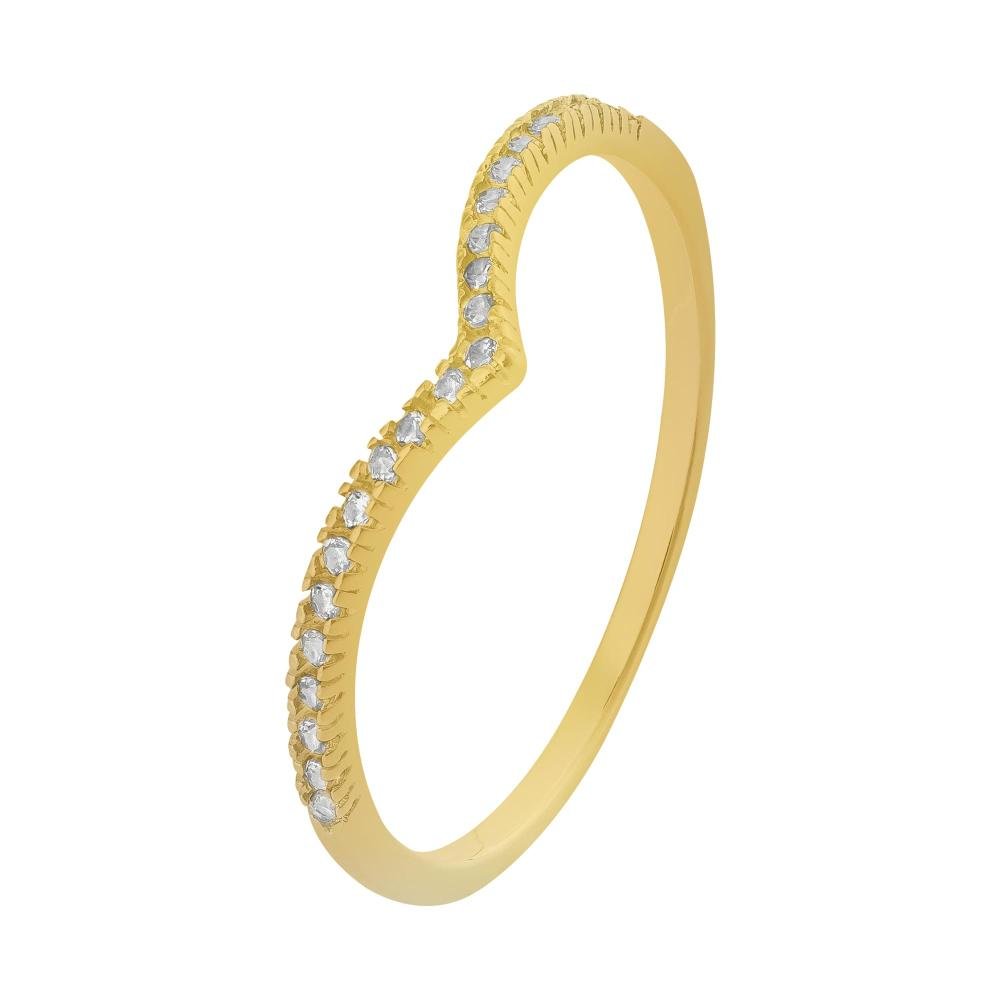Anel de Prata Lari Revestido com Ouro 18k e Zircônia Branca Dourado 2