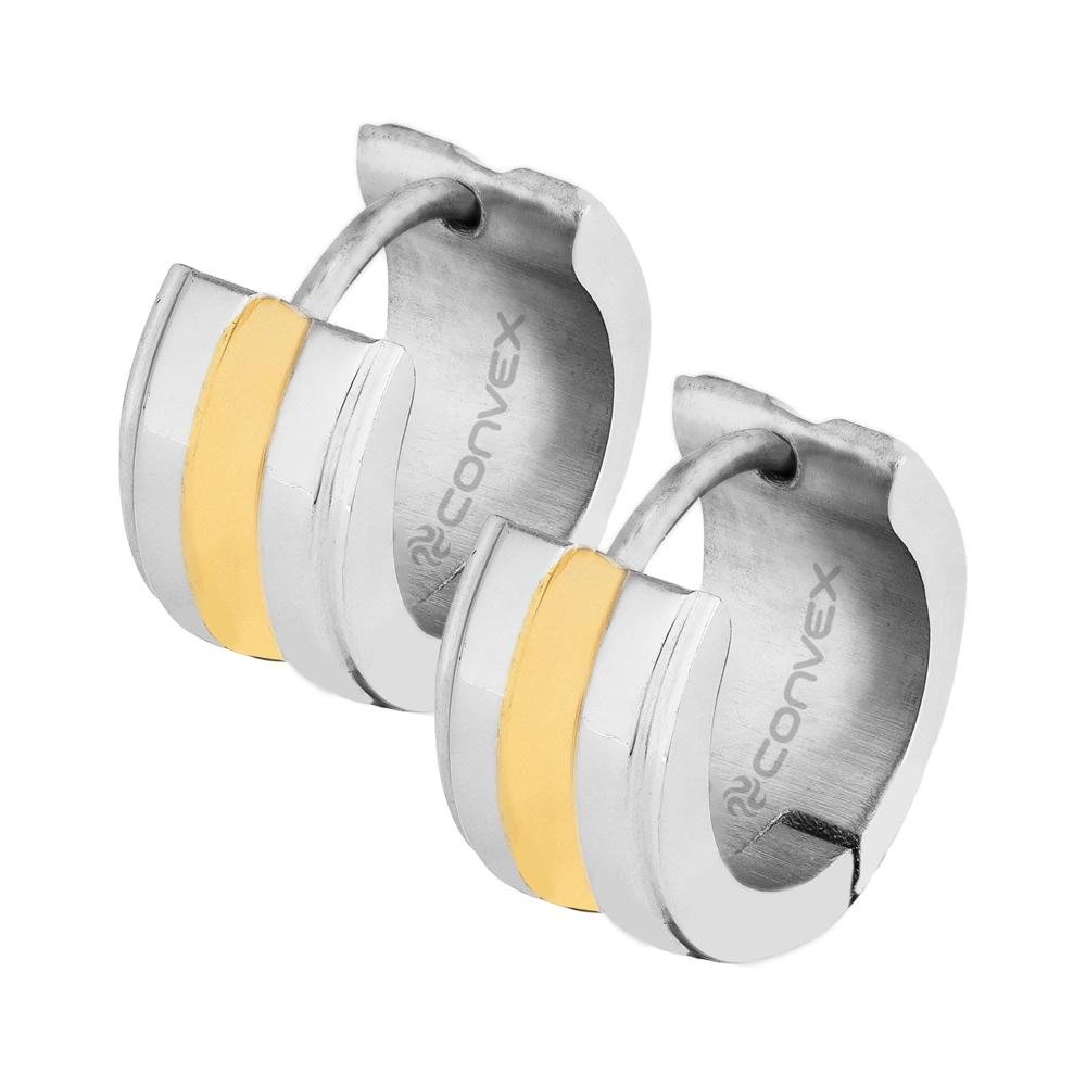 Brinco Aço Argola com Friso IPG Central 13x7mm Prata 1