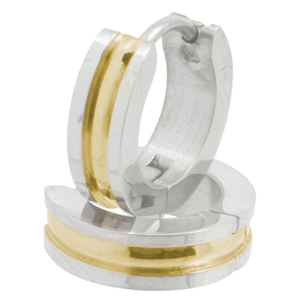 Brinco de  Aço Argola Filete IPG 14mm Prata 2