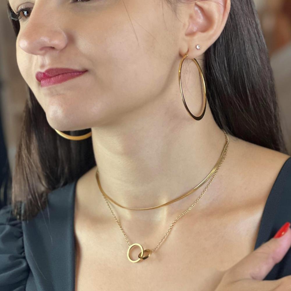 Brinco Aço Argola IPG 47mm Dourado 3