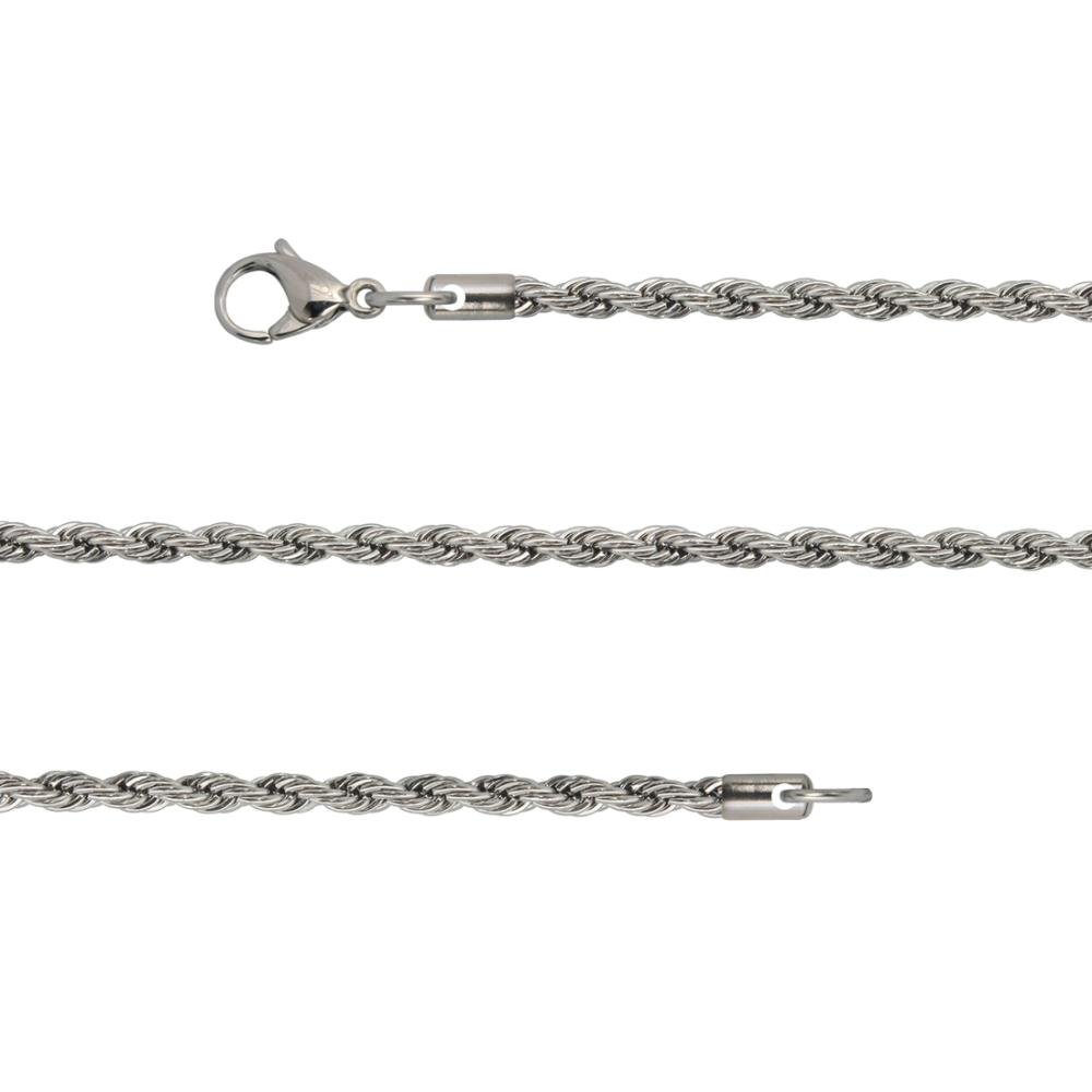 Corrente Aço Corda Diamantada 2mm 45cm Prata 2