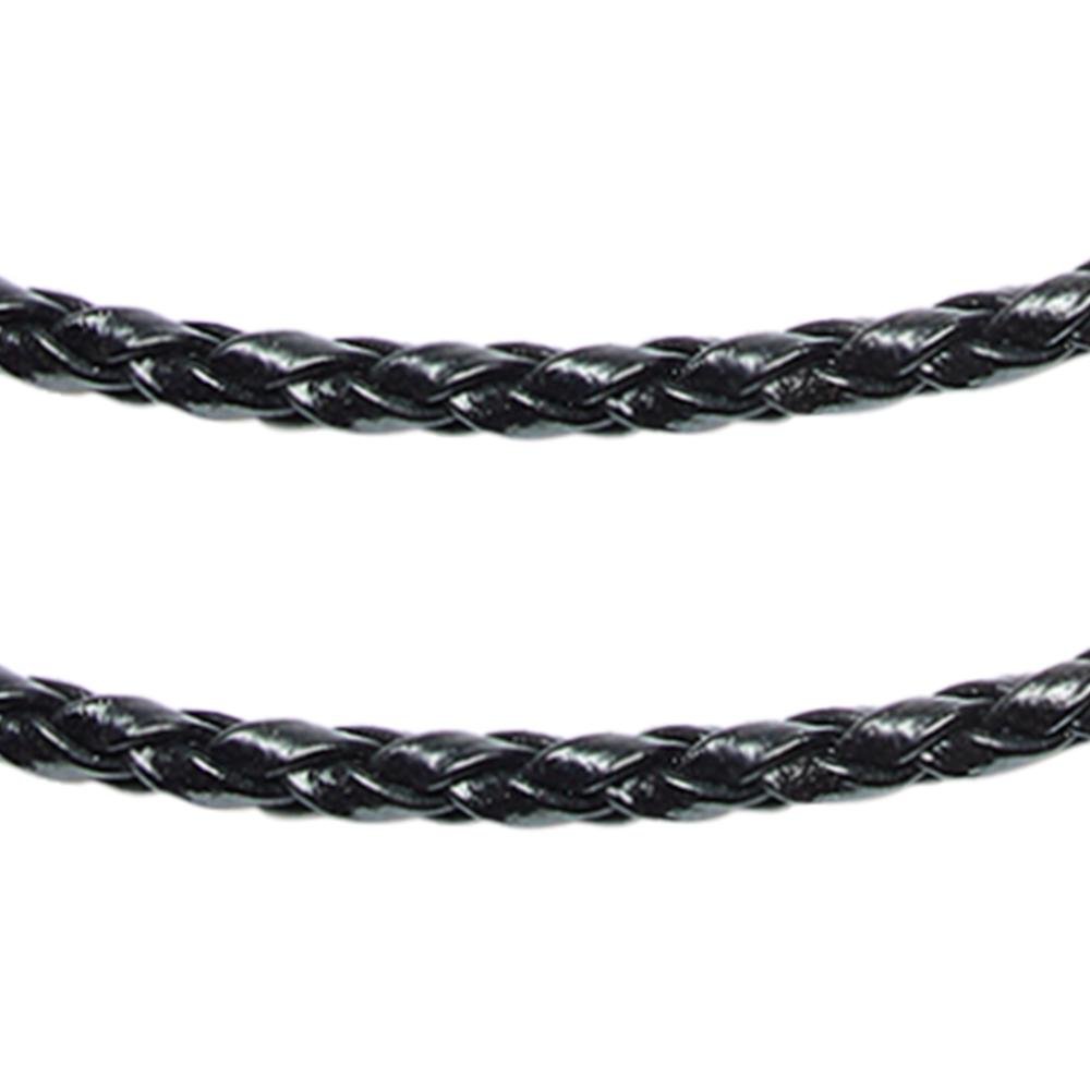 Corrente Aço Couro Preto Fina 2.80mm 55cm IPG Preto 4