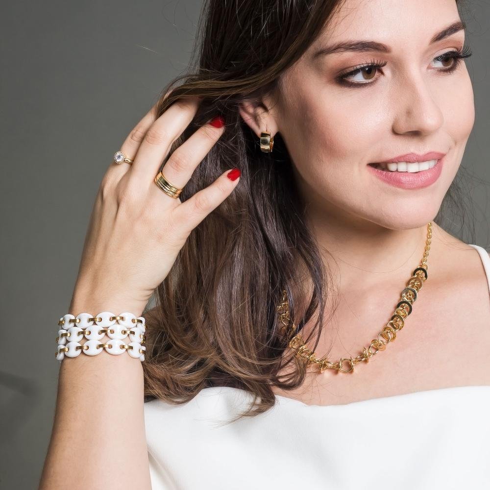 Corrente Aço Elos Ovais IPG e Cerâmica 11mm 50cm Dourado 3