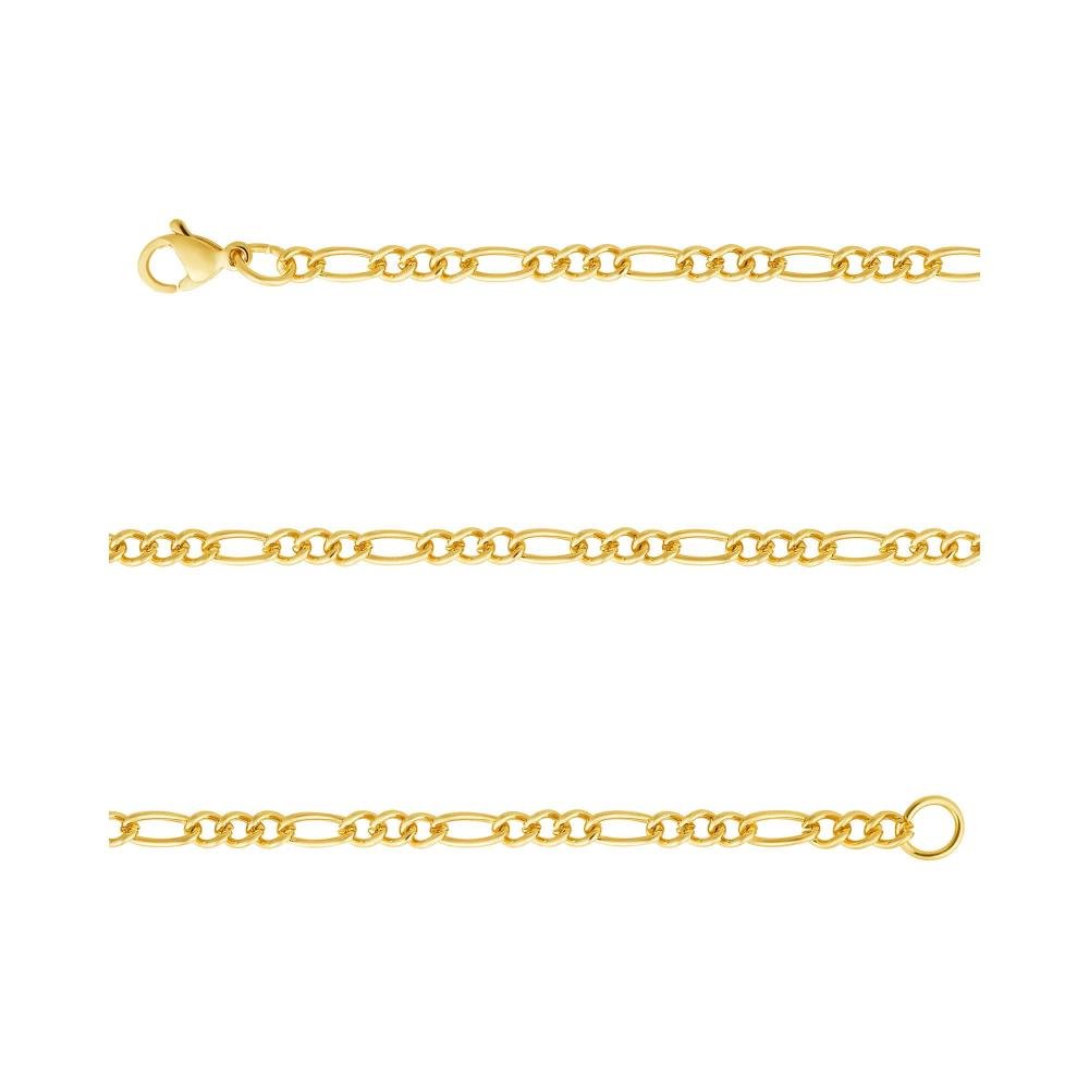 Corrente Aço Groumet 3x1 3.00mm 50cm Gold IPG Dourado 2