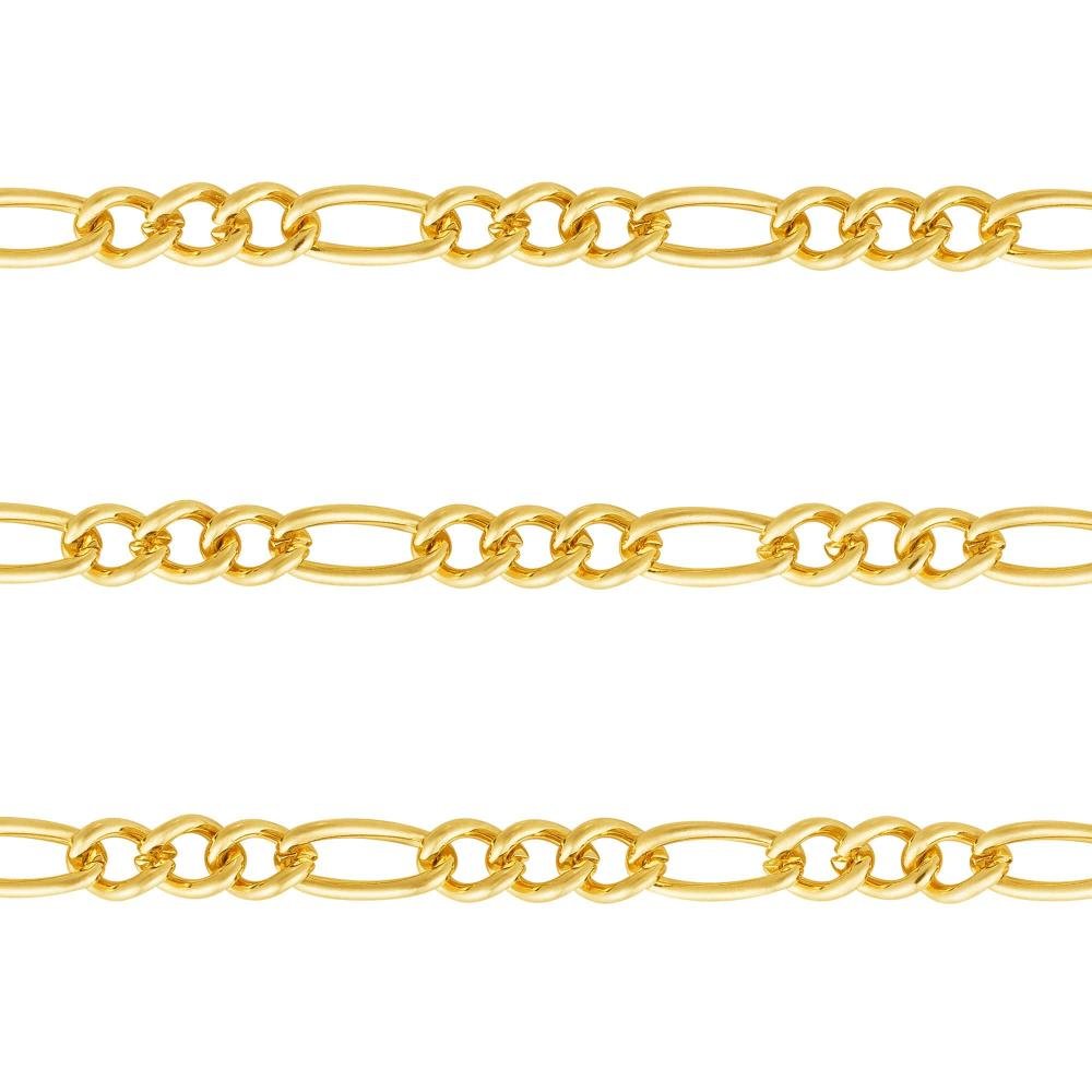 Corrente Aço Groumet 3x1 3.00mm 50cm Gold IPG Dourado 3