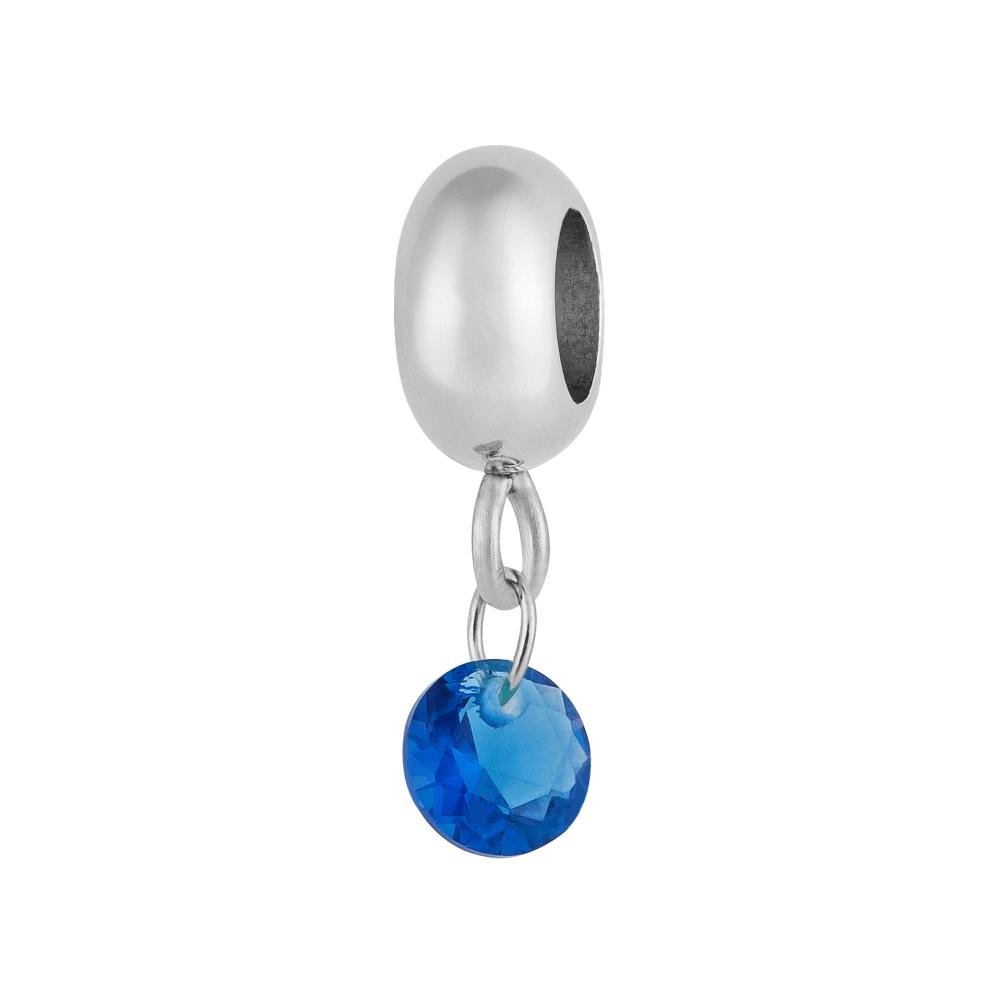 Berloque de Aço Ponto de Luz Azul Escuro Coleção Steel Dreams Prata 1