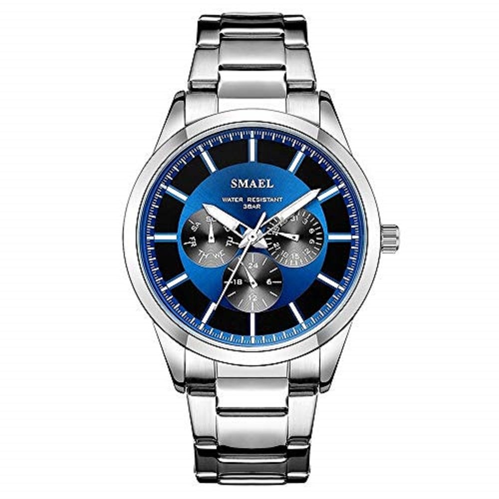 Relógio de Pulso Quartzo Smael Elegante 9602 à prova d´água (Azul)