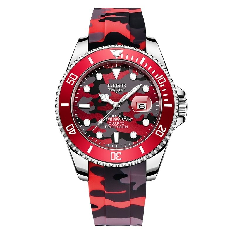 Relógios Masculino LIGE 8957 À Prova D'Água Vermelho 1