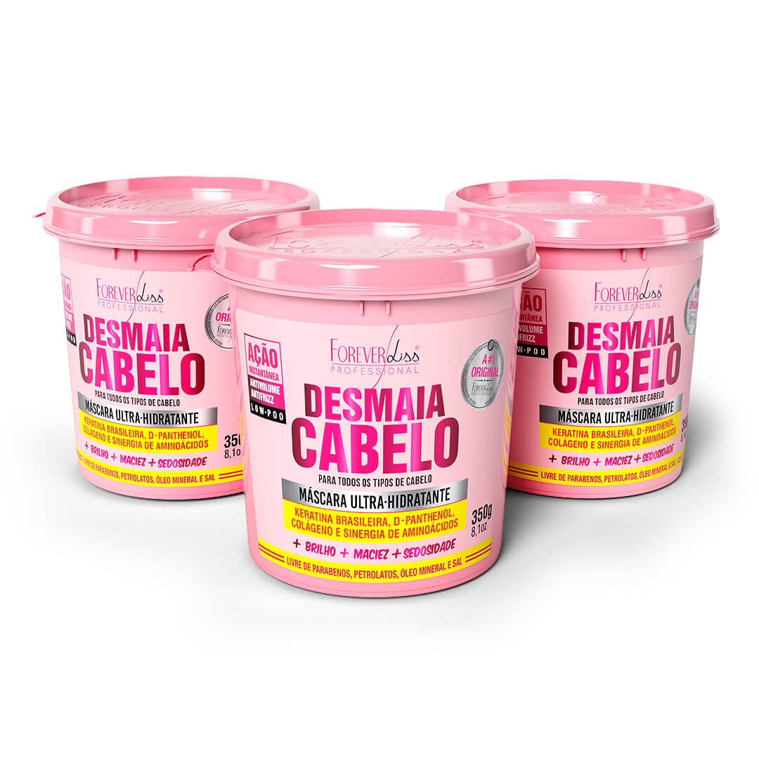 Combo com 3 Máscaras Desmaia Cabelo Forever Liss 350g