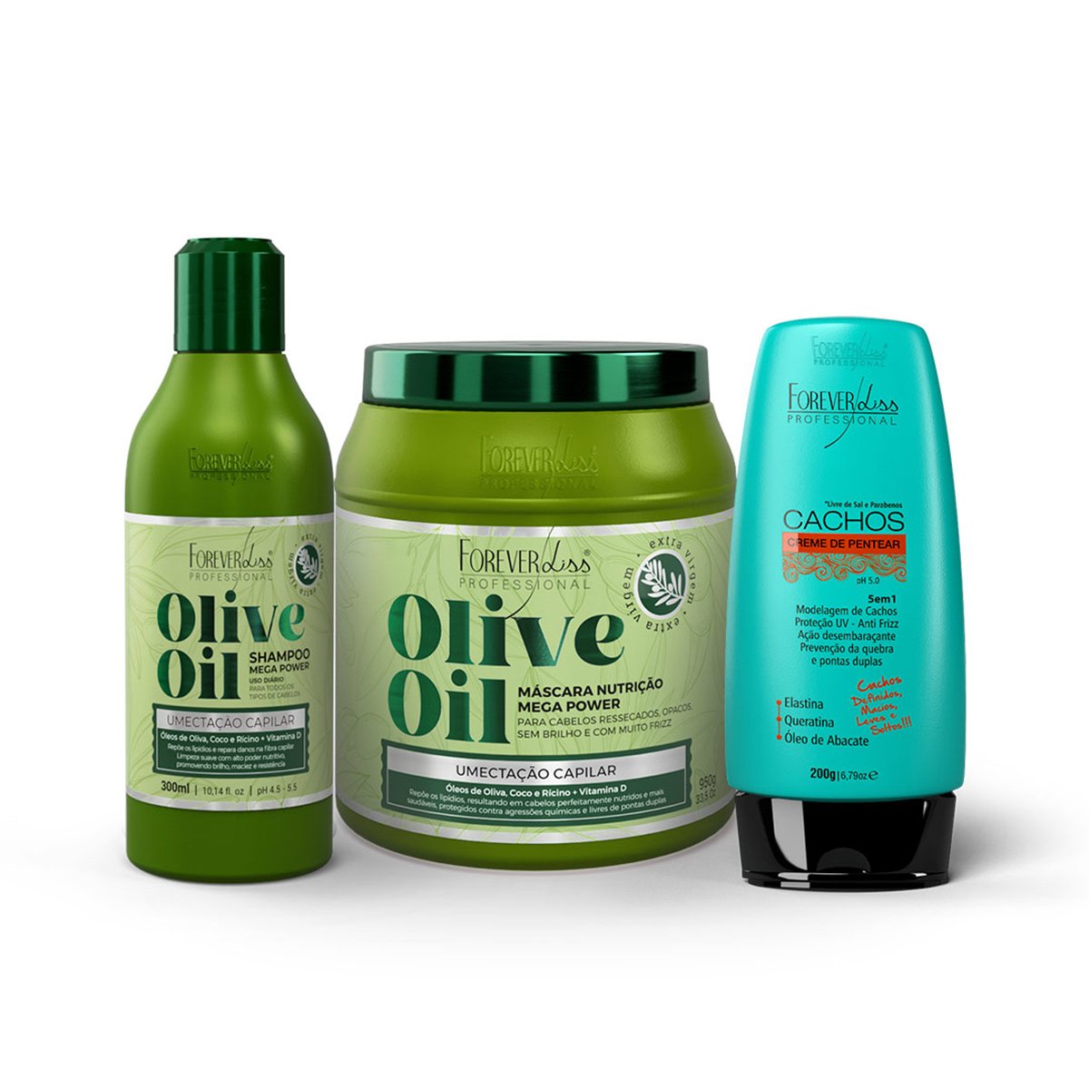 Kit Olive Oil Shampoo 300mL E Máscara 950g Forever Liss