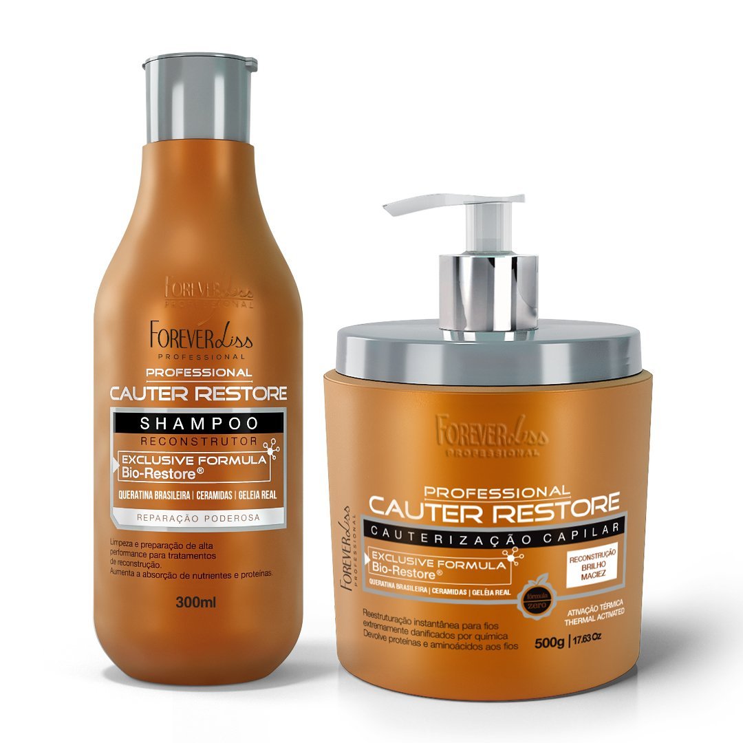 Kit Shampoo e Máscara Capilar Cauterização Forever Liss 200g 2