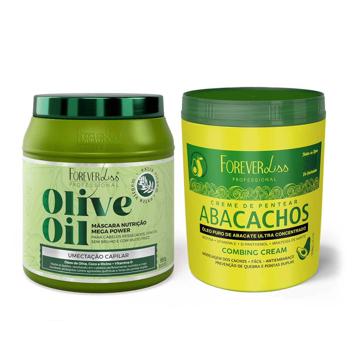 Kit Umectação De Abacate Com Máscara Olive Oil 950G Com Creme De Pentear Abacachos ÚNICO 1