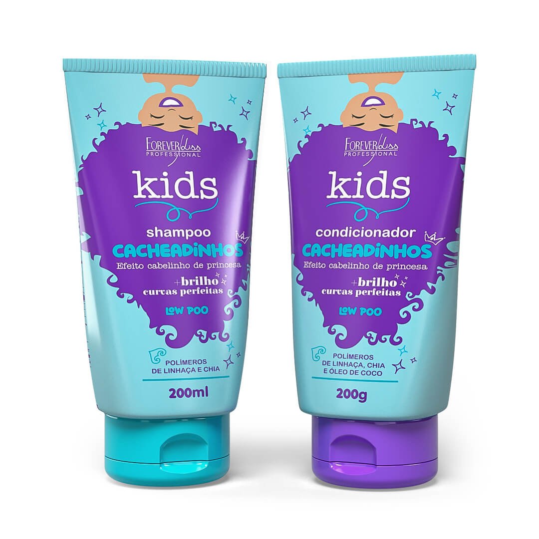 Kit Shampoo e Condicionador Cabelos Cacheados Forever Kids ÚNICO 1