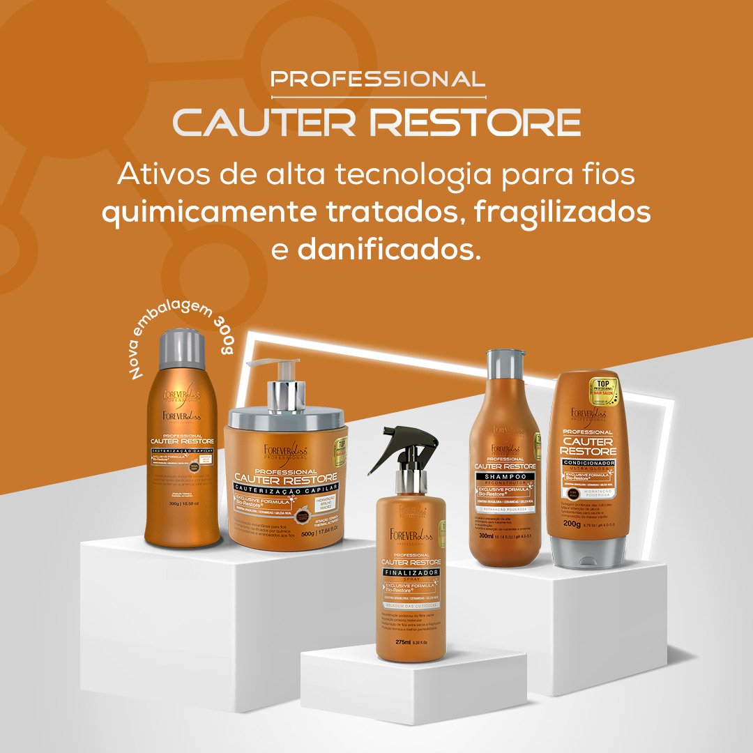 Kit Completo Cauterização Capilar Cauter Restore Forever Liss ÚNICO 5