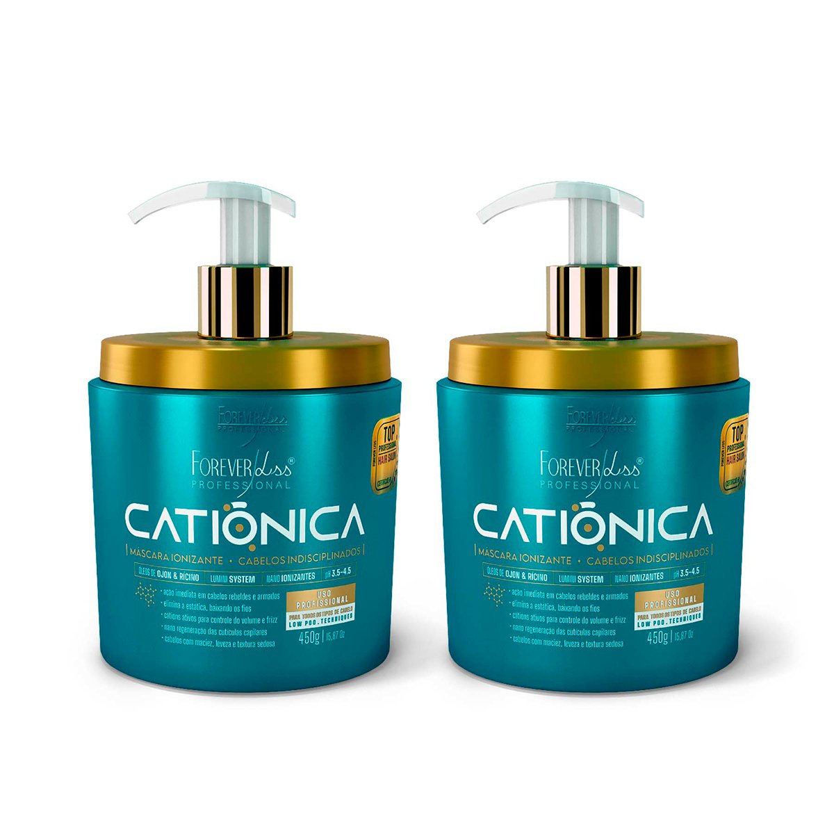 Combo com 2 Máscara Catiônica Forever Liss 450g ÚNICO 1