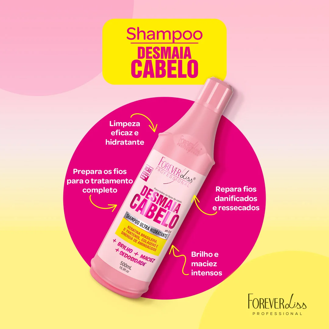 Shampoo Desmaia Cabelo Forever Liss 500Ml 500ml 2