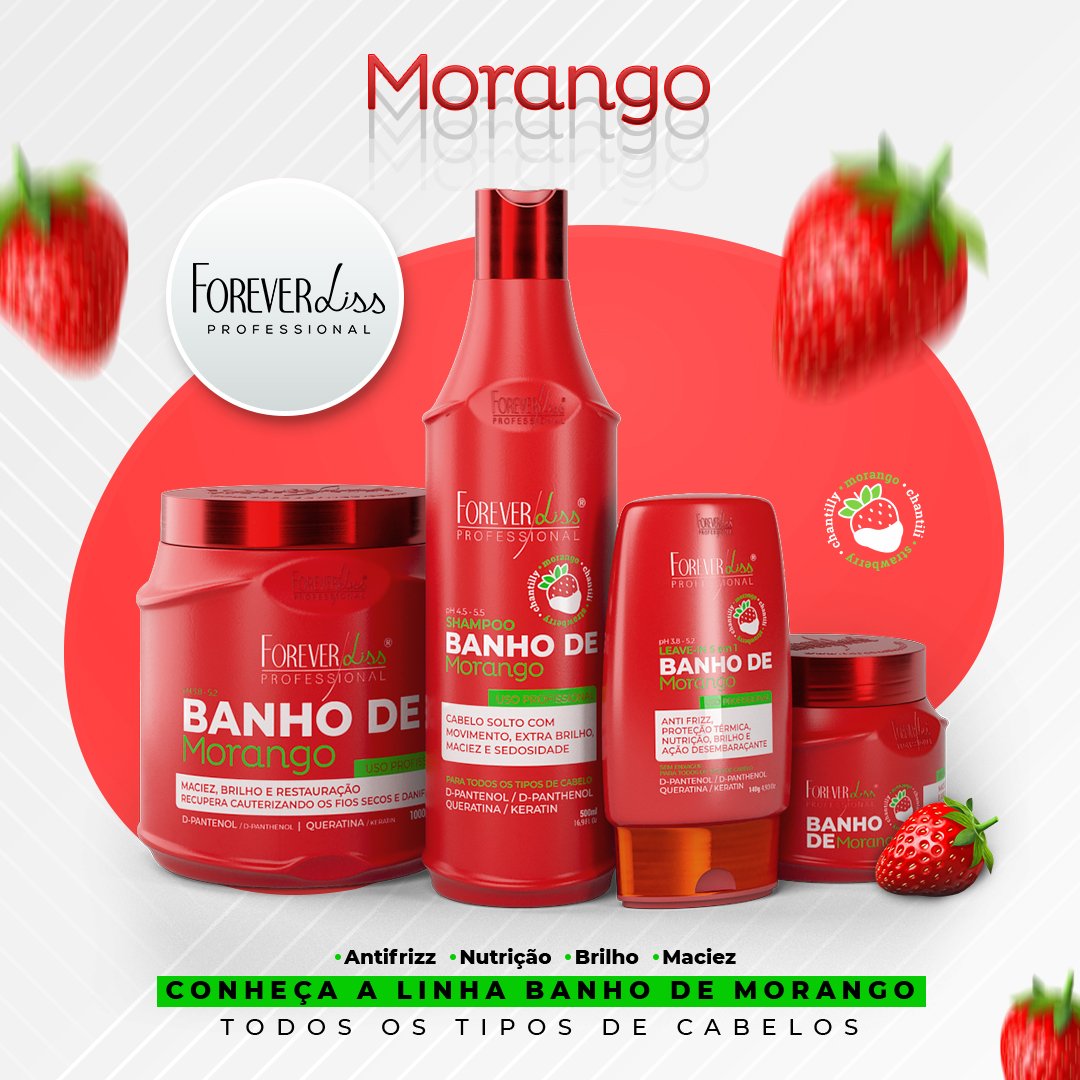 Shampoo Banho De Verniz Morango Forever Liss 500Ml 500ml 2