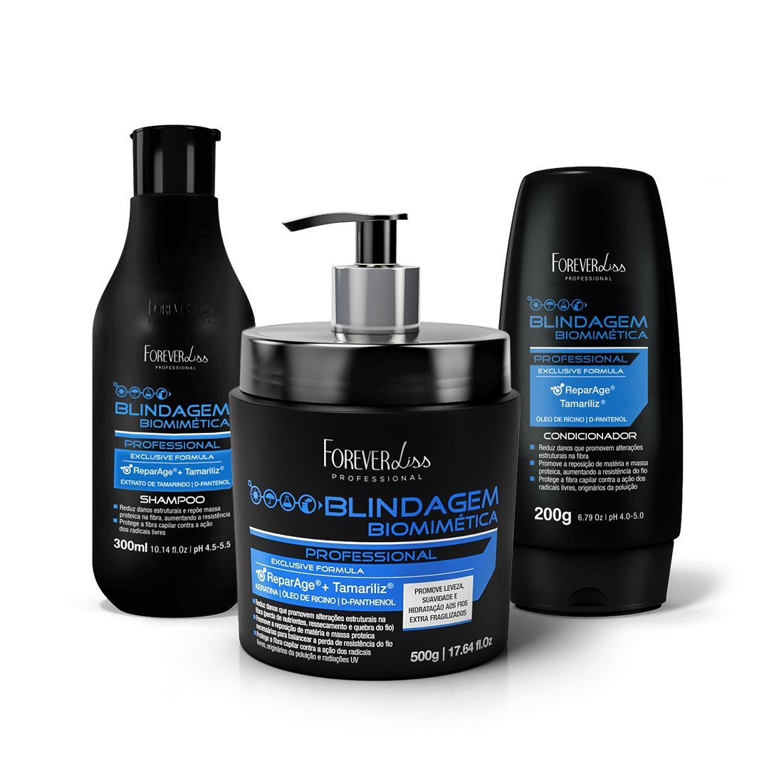 Kit Shampoo, Condicionador E Máscara Blindagem Capilar Forever Liss - Mkt