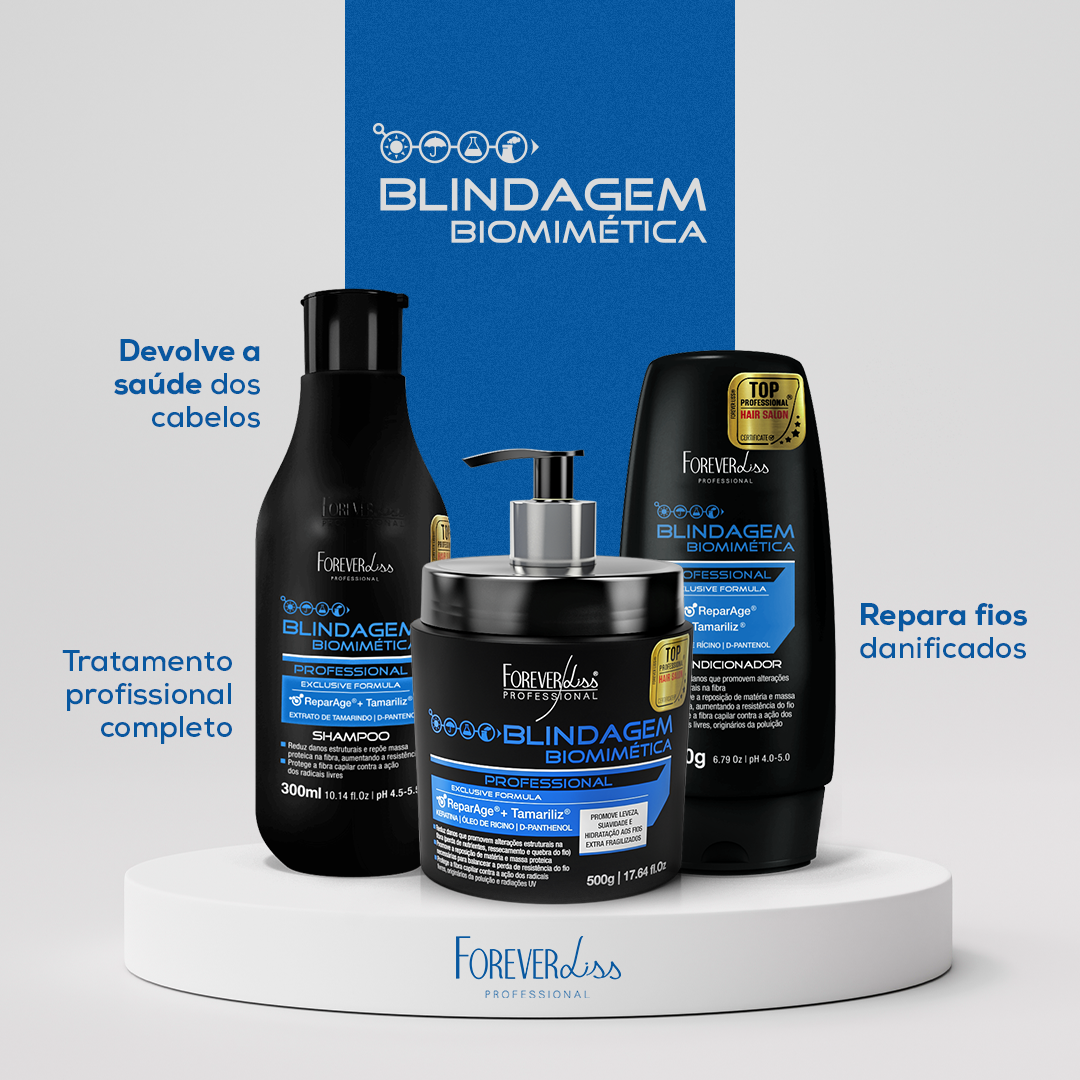 Kit Shampoo, Condicionador E Máscara Blindagem Capilar Forever Liss - Mkt ÚNICO 3