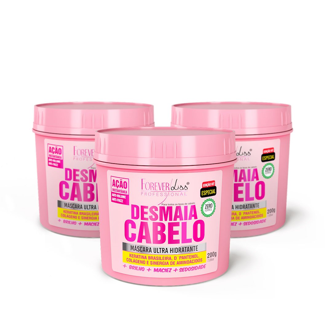 Combo com 3 Máscaras Desmaia Cabelo Forever Liss 200G ÚNICO 1