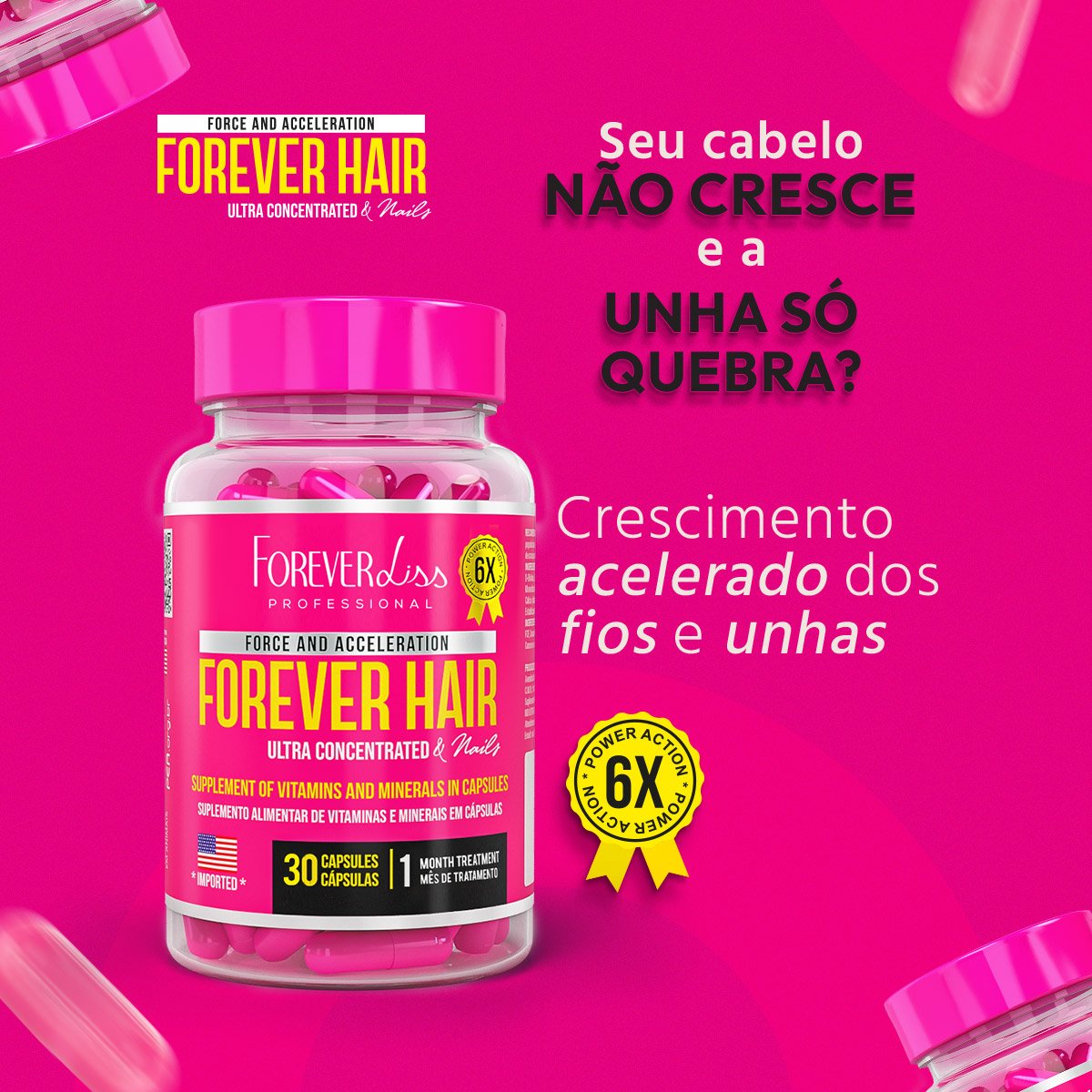 Combo Tratamento 3 Meses Forever Hair Crescimento Capilar - MKT ÚNICO 5