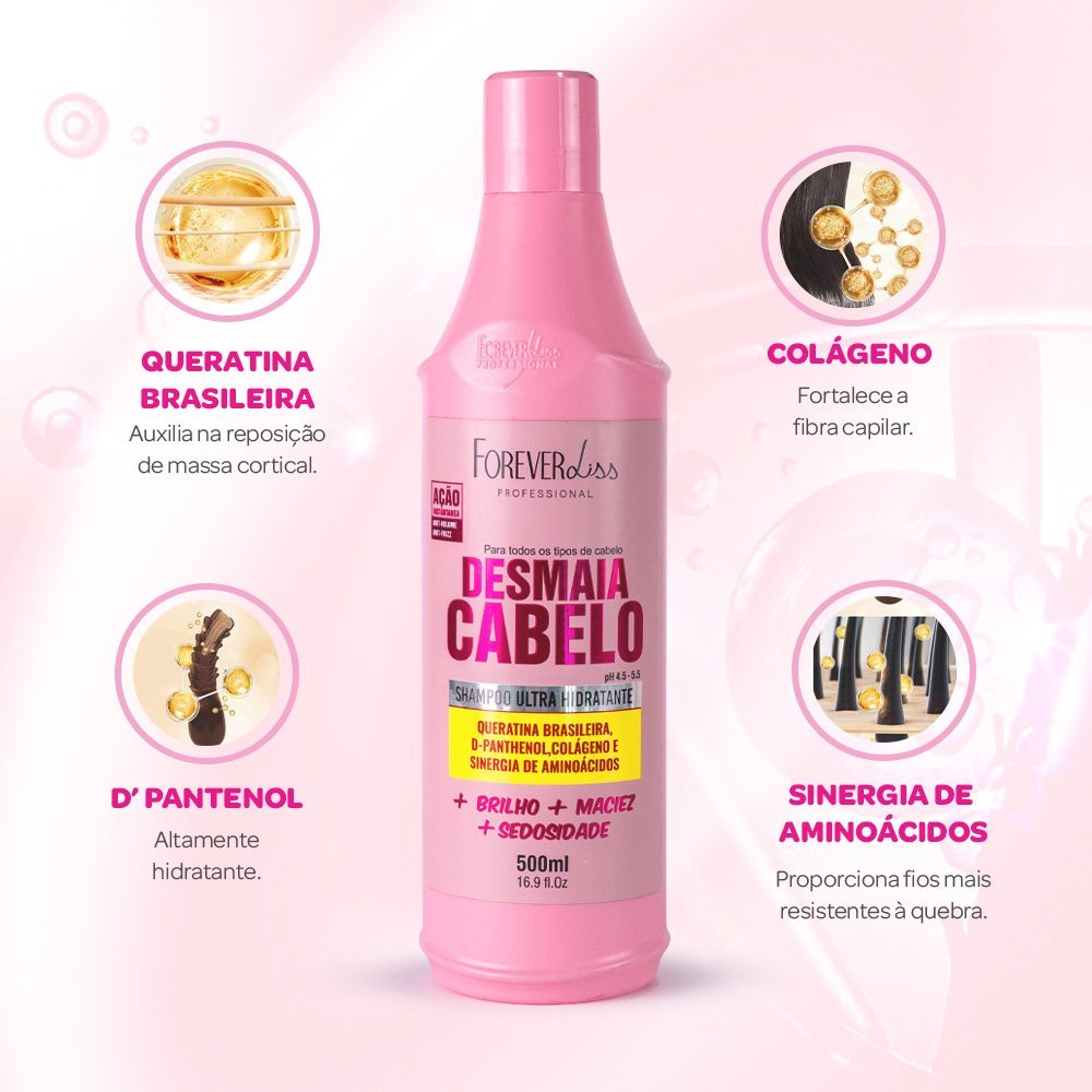 Kit Shampoo e Condicionador Desmaia Cabelo Forever Liss ÚNICO 3