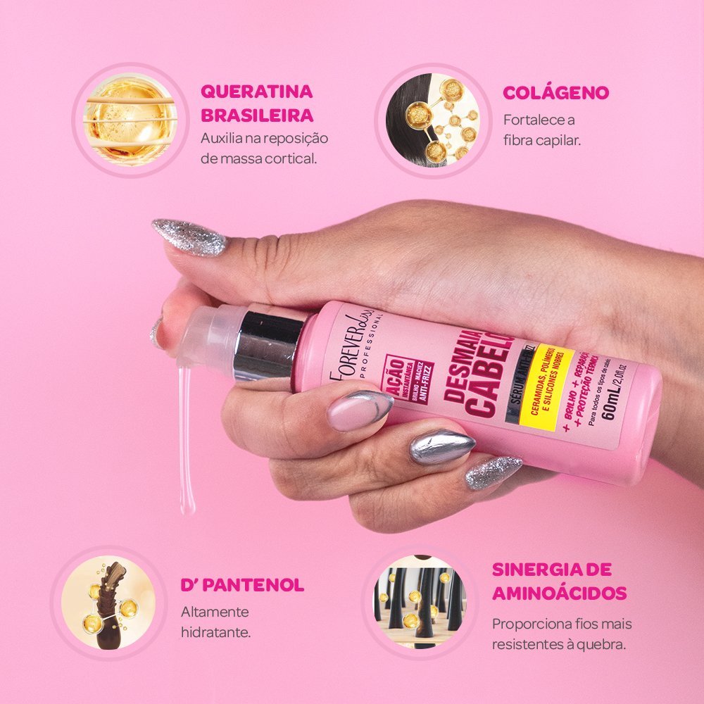 Kit Leave-in e Sérum Desmaia Cabelo Forever Liss ÚNICO 3