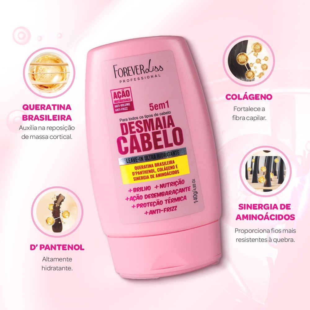 Kit Leave-in e Sérum Desmaia Cabelo Forever Liss ÚNICO 5