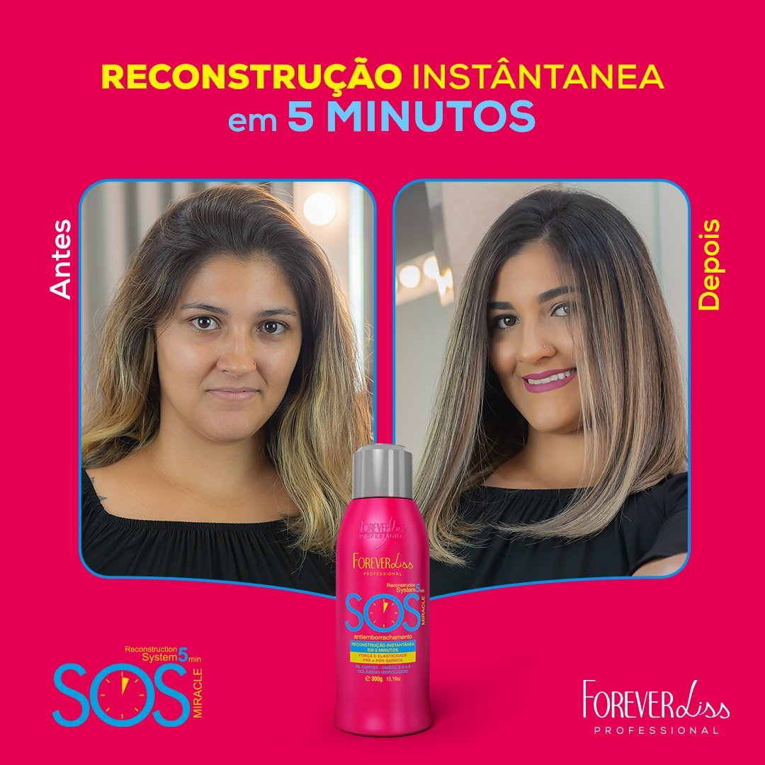 Kit Máscara Volume Zero 250G Com Reconstrutor Sos Forever Liss ÚNICO 2