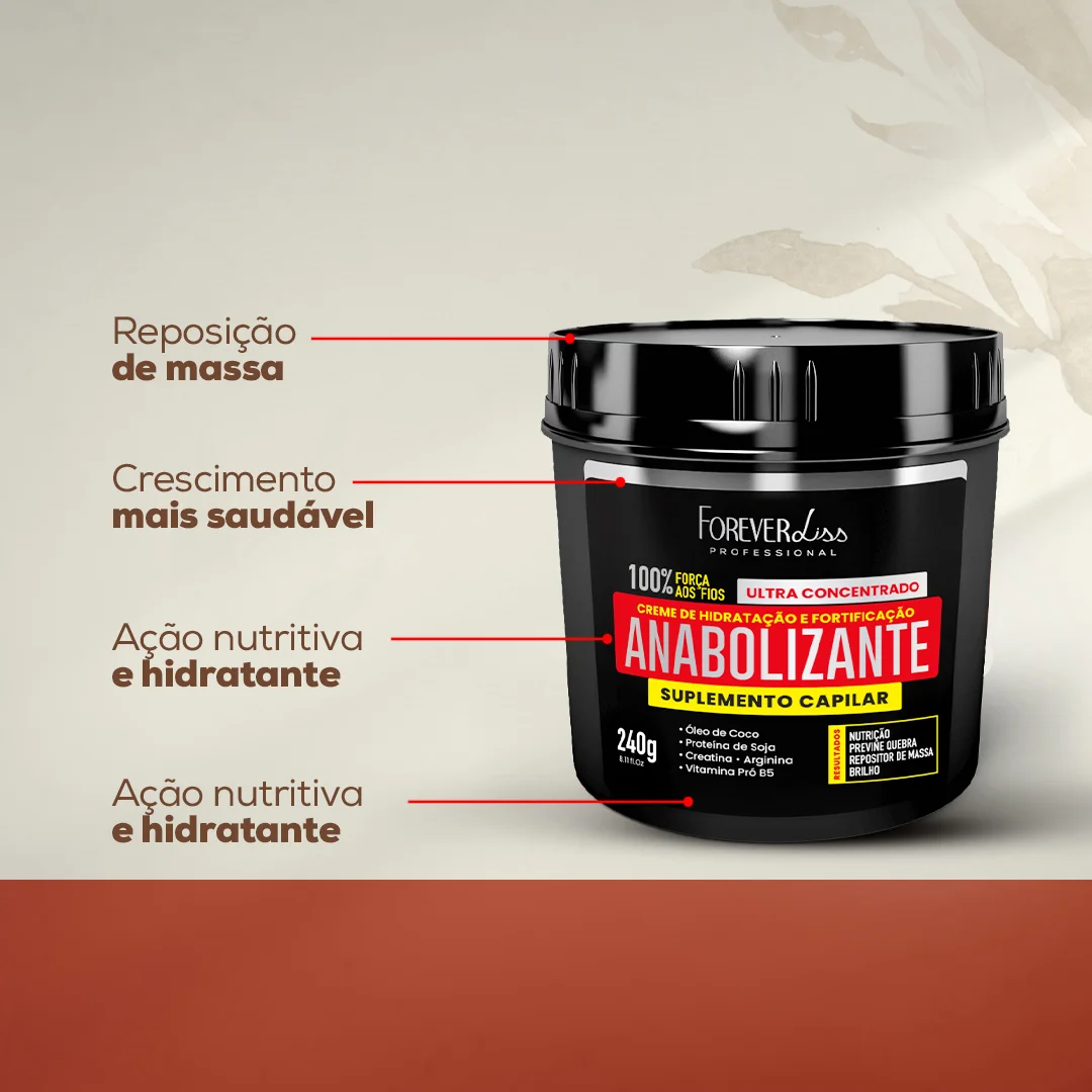 Kit Vinagre Capilar Forever Liss Com Máscara Anabolizante 200g ÚNICO 3