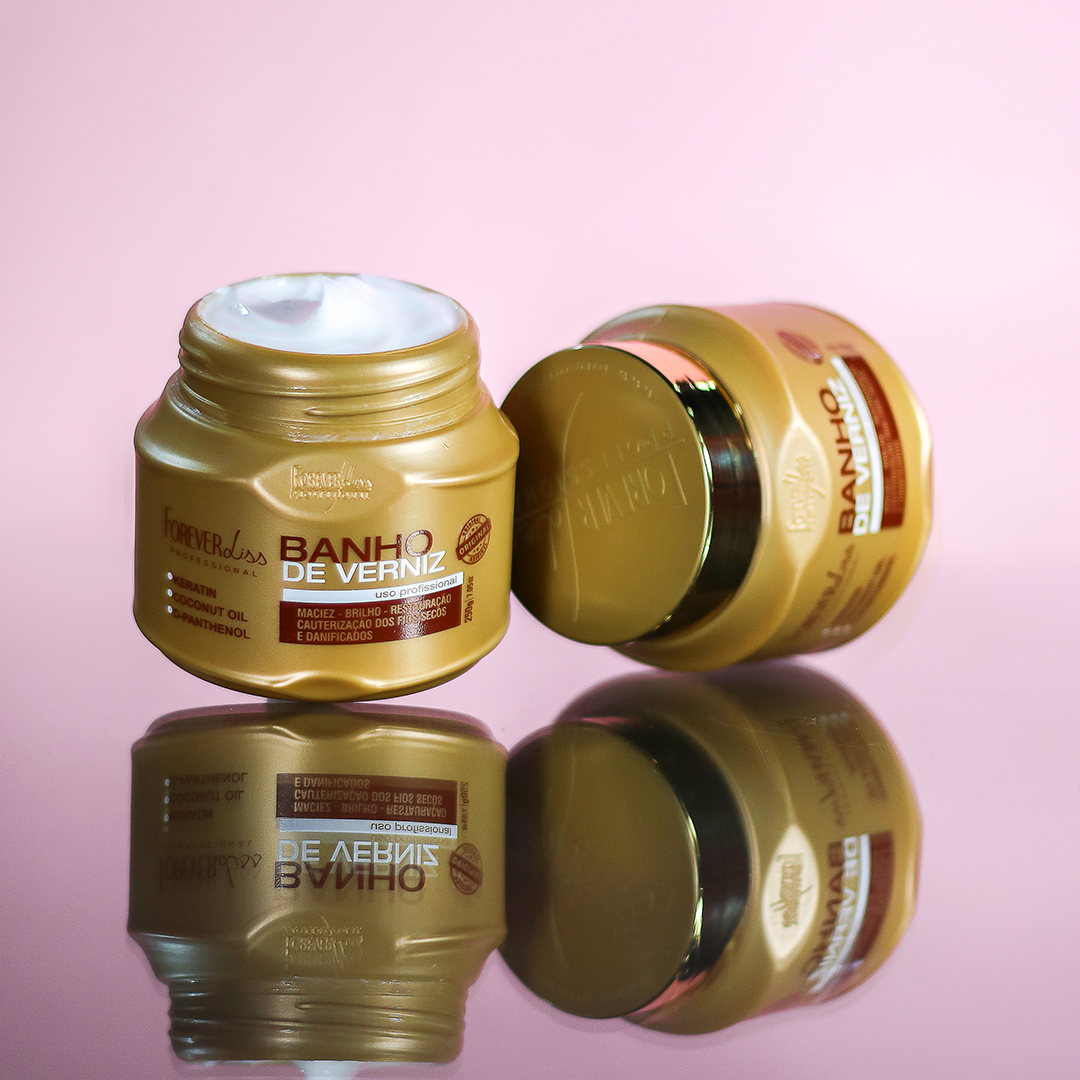 Kit Banho De Verniz Com Shampoo Condicionador E Máscara 250G Forever Liss ÚNICO 3