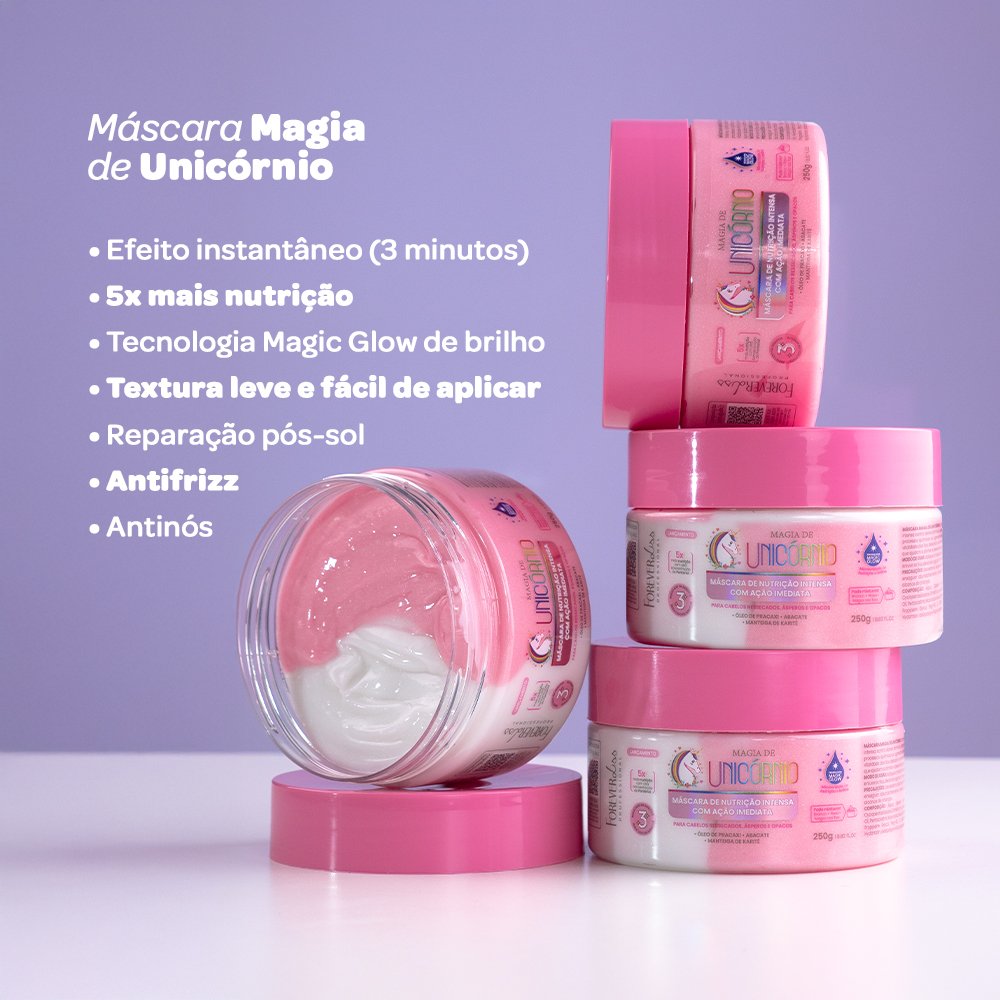 Combo Máscara Magia de Unicórnio GANHE Mini Protetor Térmico Forever Liss ÚNICO 6